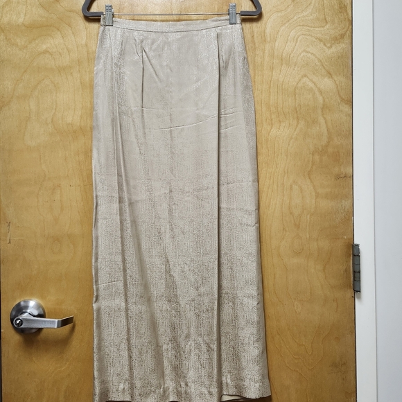 Adrianna Papell Size 10 Vintage Silk Skirt Suit Set Champagne Formal Midi READ - Picture 3 of 11